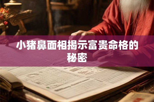 小猪鼻面相揭示富贵命格的秘密