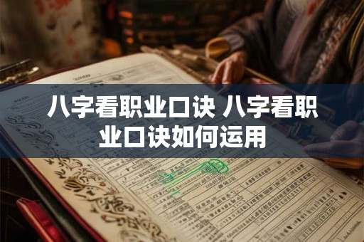 八字看职业口诀 八字看职业口诀如何运用