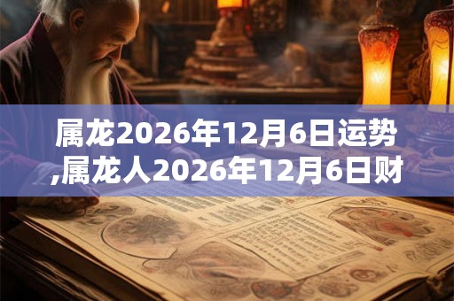 属龙2026年12月6日运势,属龙人2026年12月6日财运,生肖龙2026年12月6日运势