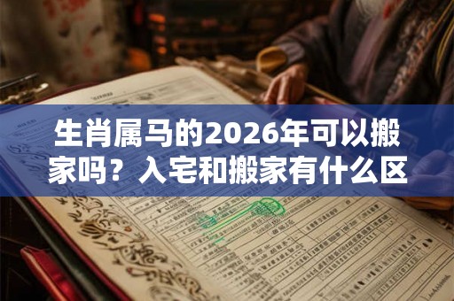 生肖属马的2026年可以搬家吗？入宅和搬家有什么区别？