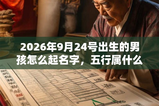 2026年9月24号出生的男孩怎么起名字，五行属什么
