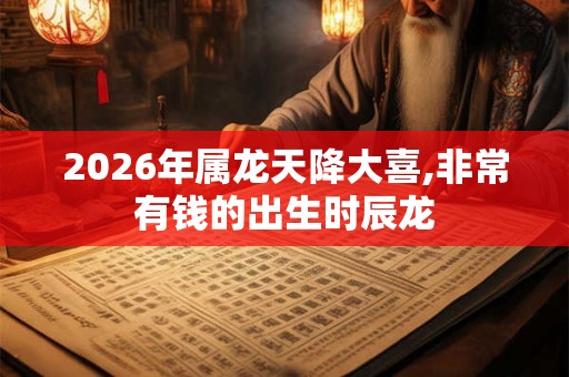 2026年属龙天降大喜,非常有钱的出生时辰龙