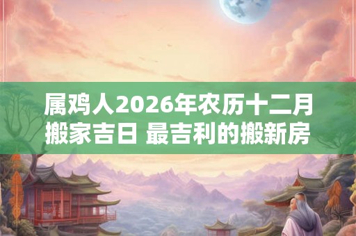属鸡人2026年农历十二月搬家吉日 最吉利的搬新房日子 属鸡人2026年农历十二月搬家吉日 最吉利的搬新房日子