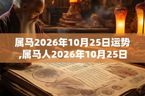 属马2026年10月25日运势,属马人2026年10月25日财运,生肖马2026年10月25日运势