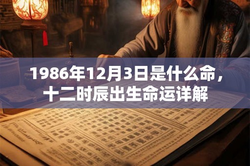 1986年12月3日是什么命，十二时辰出生命运详解