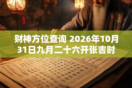 财神方位查询 2026年10月31日九月二十六开张吉时