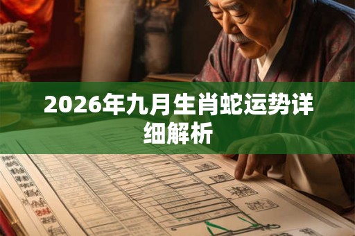 2026年九月生肖蛇运势详细解析