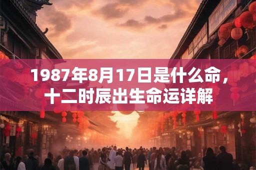 1987年8月17日是什么命，十二时辰出生命运详解