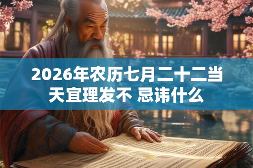 2026年农历七月二十二当天宜理发不 忌讳什么