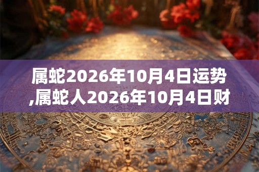 属蛇2026年10月4日运势,属蛇人2026年10月4日财运,生肖蛇2026年10月4日运势