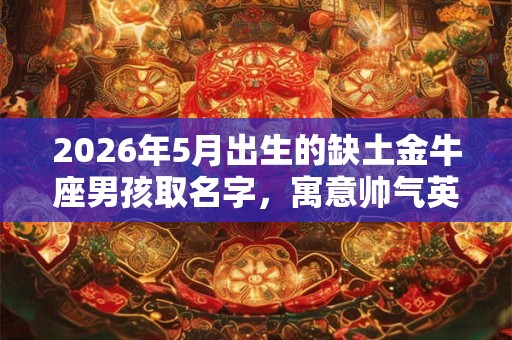 2026年5月出生的缺土金牛座男孩取名字，寓意帅气英俊