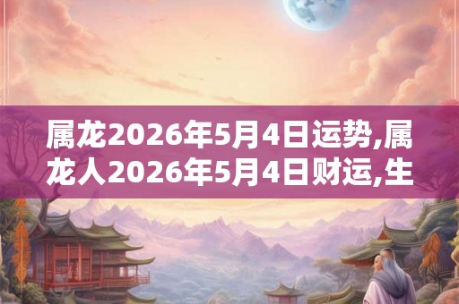 属龙2026年5月4日运势,属龙人2026年5月4日财运,生肖龙2026年5月4日运势