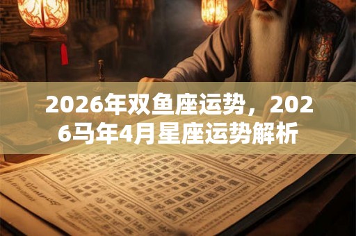 2026年双鱼座运势，2026马年4月星座运势解析