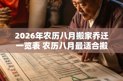 2026年农历八月搬家乔迁一览表 农历八月最适合搬家的日子