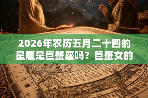 2026年农历五月二十四的星座是巨蟹座吗？巨蟹女的性格如何？