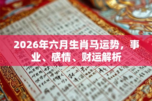 2026年六月生肖马运势，事业、感情、财运解析