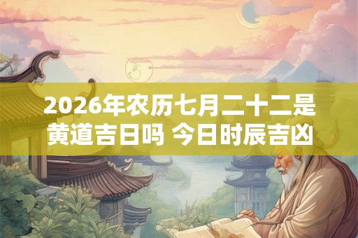 2026年农历七月二十二是黄道吉日吗 今日时辰吉凶