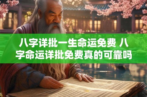 八字详批一生命运免费 八字命运详批免费真的可靠吗