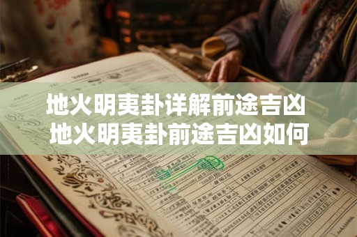 地火明夷卦详解前途吉凶 地火明夷卦前途吉凶如何