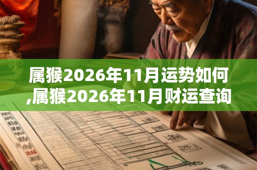 属猴2026年11月运势如何,属猴2026年11月财运查询