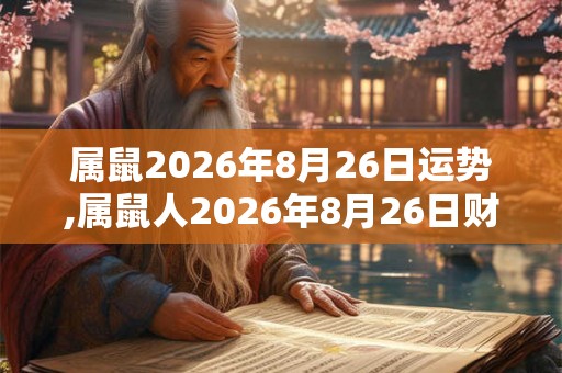 属鼠2026年8月26日运势,属鼠人2026年8月26日财运,生肖鼠2026年8月26日运势