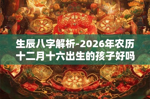 生辰八字解析-2026年农历十二月十六出生的孩子好吗