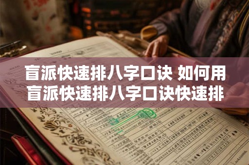 盲派快速排八字口诀 如何用盲派快速排八字口诀快速排八字 盲派快速排八字口诀 如何用盲派快速排八字口诀快速排八字