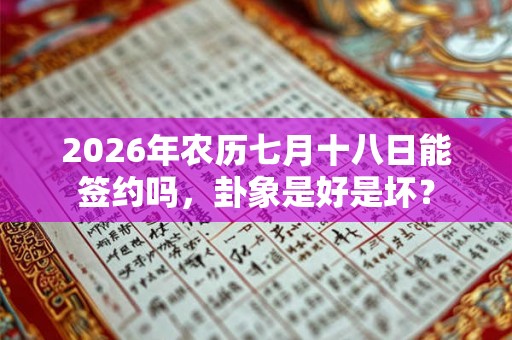 2026年农历七月十八日能签约吗，卦象是好是坏？