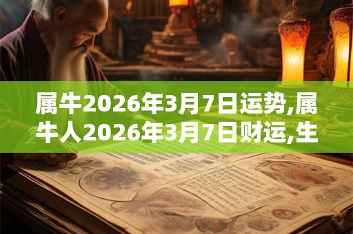 属牛2026年3月7日运势,属牛人2026年3月7日财运,生肖牛2026年3月7日运势
