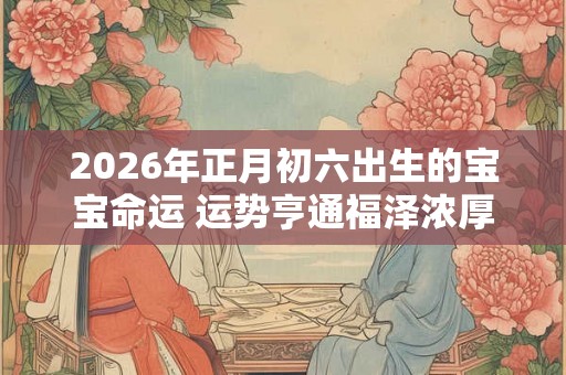 2026年正月初六出生的宝宝命运 运势亨通福泽浓厚
