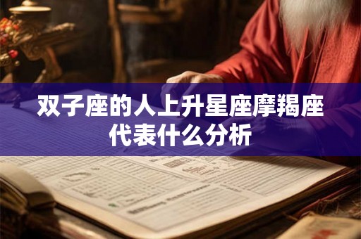 双子座的人上升星座摩羯座代表什么分析