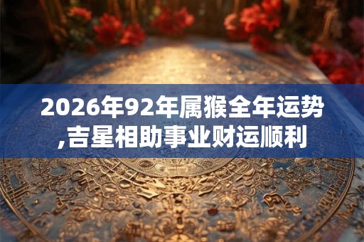 2026年92年属猴全年运势,吉星相助事业财运顺利