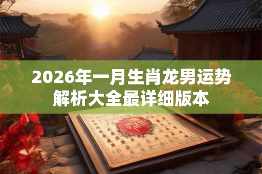 2026年一月生肖龙男运势解析大全最详细版本