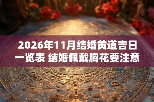 2026年11月结婚黄道吉日一览表 结婚佩戴胸花要注意