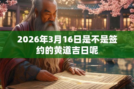 2026年3月16日是不是签约的黄道吉日呢