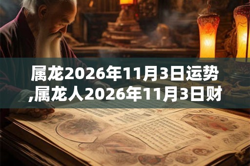 属龙2026年11月3日运势,属龙人2026年11月3日财运,生肖龙2026年11月3日运势