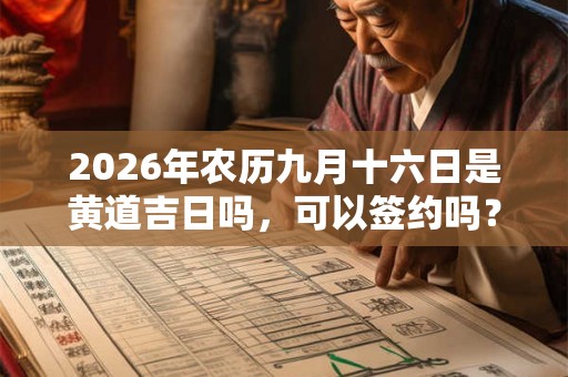 2026年农历九月十六日是黄道吉日吗，可以签约吗？