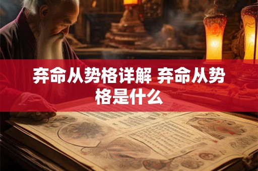 弃命从势格详解 弃命从势格是什么