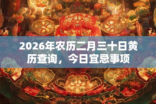 2026年农历二月三十日黄历查询，今日宜忌事项