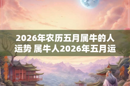 2026年农历五月属牛的人运势 属牛人2026年五月运势