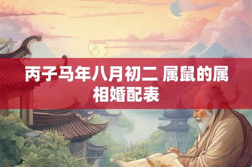 丙子马年八月初二 属鼠的属相婚配表 丙子马年八月初二 属鼠的属相婚配表