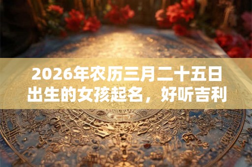 2026年农历三月二十五日出生的女孩起名，好听吉利的名字推荐