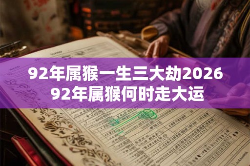 92年属猴一生三大劫2026 92年属猴何时走大运
