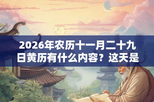 2026年农历十一月二十九日黄历有什么内容？这天是出殡的好日子吗？