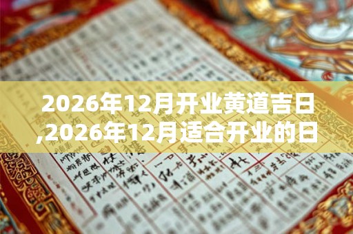 2026年12月开业黄道吉日,2026年12月适合开业的日子 2026年12月开业黄道吉日,2026年12月适合开业的日子