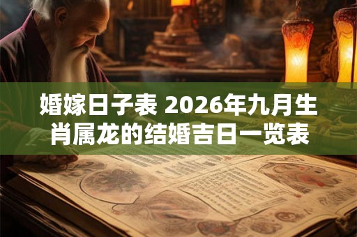 婚嫁日子表 2026年九月生肖属龙的结婚吉日一览表 婚嫁日子表 2026年九月生肖属龙的结婚吉日一览表