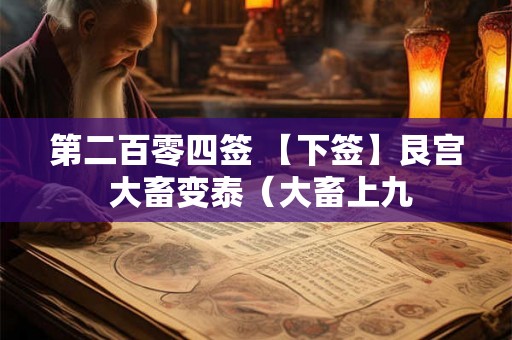 第二百零四签 【下签】艮宫 大畜变泰（大畜上九