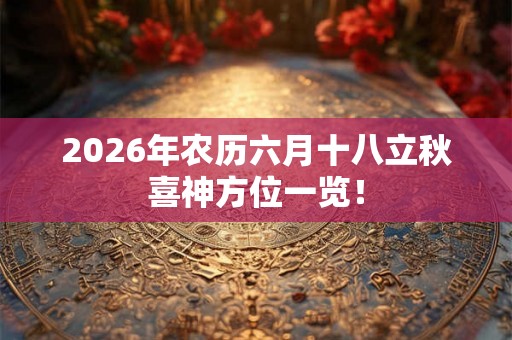 2026年农历六月十八立秋喜神方位一览！