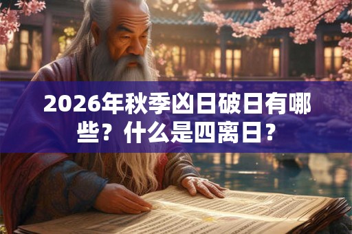 2026年秋季凶日破日有哪些？什么是四离日？
