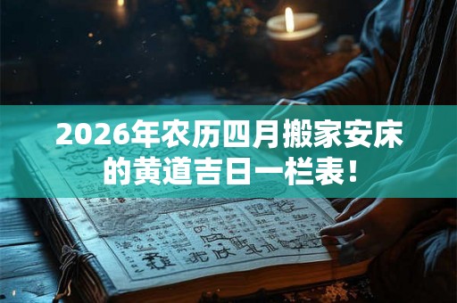 2026年农历四月搬家安床的黄道吉日一栏表！